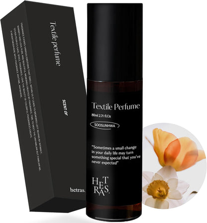 hetras Textile Perfume, England Cotton - Clean Breezy Scent, Long-Lasting Subtle Fragrance Wrinkle Release Spray, Wearable Scent, Travel-Size Linen Freshener, With Natural Essential Oils, 2.7 fl. oz.