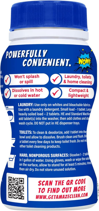 AMAZE Ultra Concentrated Bleach Tablets [6 bottles] - Lavender Scent - for Laundry, Toilet, and Multipurpose Home Cleaning. No Splash Liquid Bleach Alternative