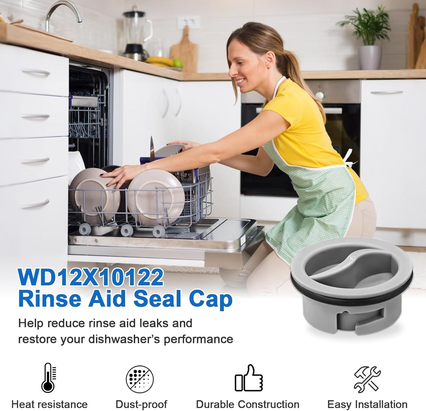 WD12X10122 Dishwasher Rinse Aid Dispenser Cap Compatible with GE Dishwasher, Replaces WD12X10102 WD12X10200 PS958932 EAP958919 1PCS