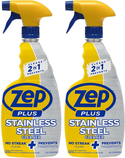 Zep Plus Stainless Steel Cleaner - 32 Fl OZ - R53512-2-in-1 benefits clean while preventing future fingerprints and smudges.