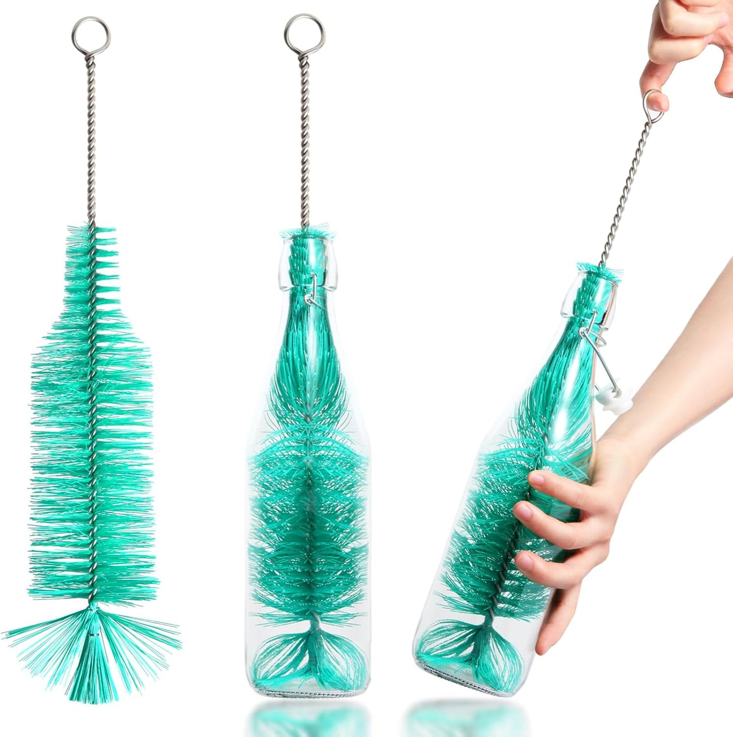 Bottle Brush - Ideal for Cleaning Narrow Neck Swing Top Glass, Brewing, Wine, Beer, Soda, Spray, Kombucha Bottles (White+1Pack)