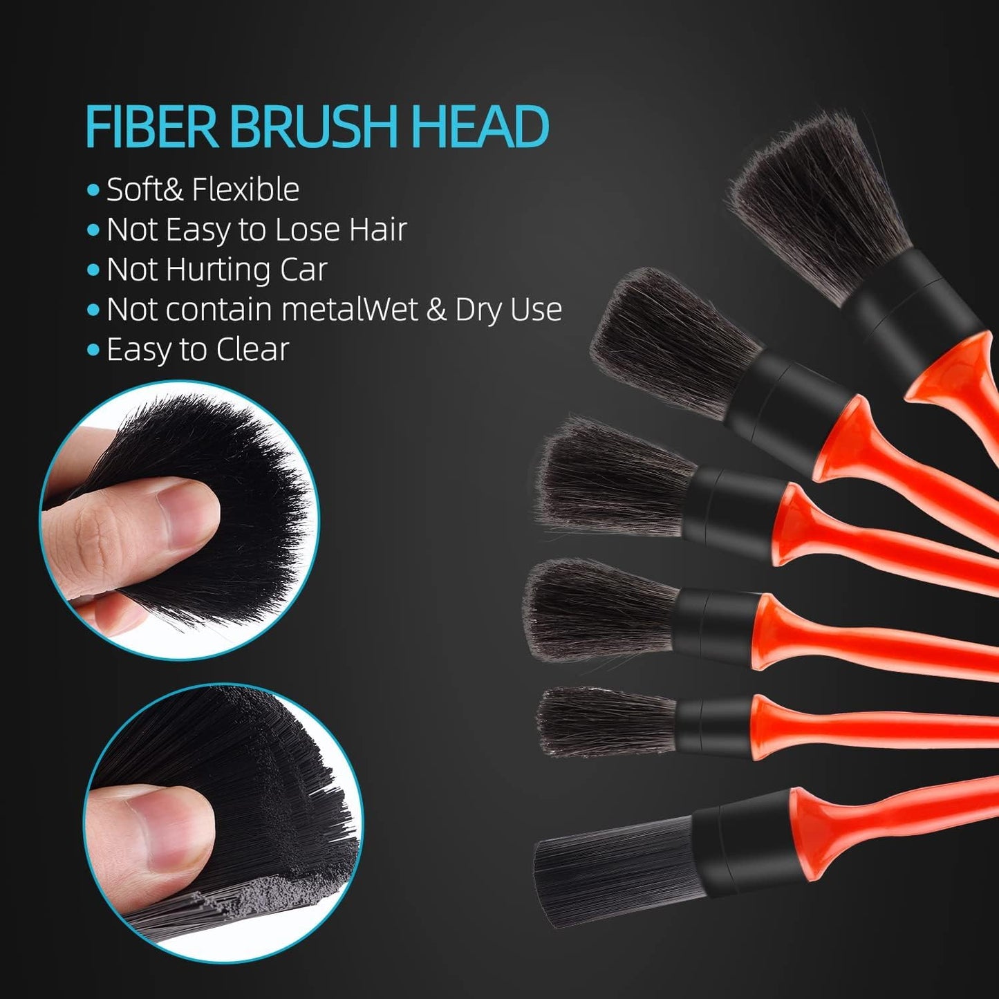 SPTA Car Detailing Brush Set, 5 Pack Soft Mixed Hair Auto Detail Brush Kit No Scratch for Automotive Elegant Surface Interior Exterior Dashboard Emblems Panels Engine Bay Wheels Air Vent Seat Leather