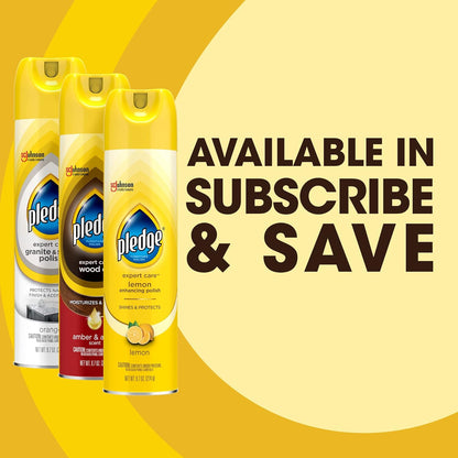 Pledge Moisturizing Wood Oil, Furniture Reviving and Protecting Conditioner and Dusting Spray, Revitalizes Wood, Sealed Leather and Laminate, Made with Mineral Oils - Amber & Argan Scent, 9.7oz