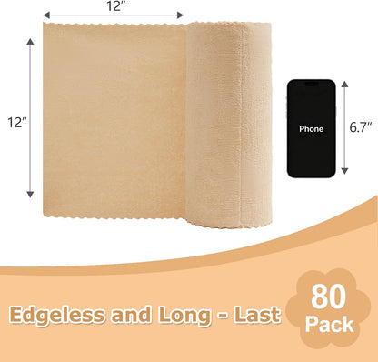 80 Pack Microfiber Cleaning Cloth Roll Reusable Paper Towels 12"x12" Tear Away Cloth, Microfiber Towels for Cars, Wash Cloths, Lint Free Dark Grey Rags for House, Kitchen,Window,Cleaning Supplies