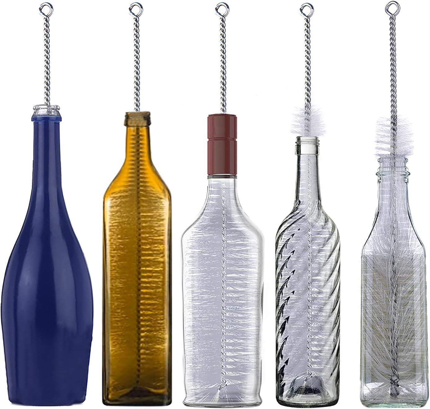 Bottle Brush - Ideal for Cleaning Narrow Neck Swing Top Glass, Brewing, Wine, Beer, Soda, Spray, Kombucha Bottles (White+1Pack)