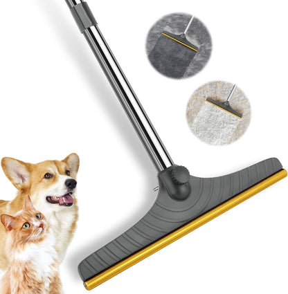 5FT Carpet Rake Pet Hair Remover, Reusable Carpet Rake with Telescopic Handle for Pet Hair Removal Tool Dog Cat Fur Remover Broom for Rugs, Mats, Beds, Stairs (Blue)