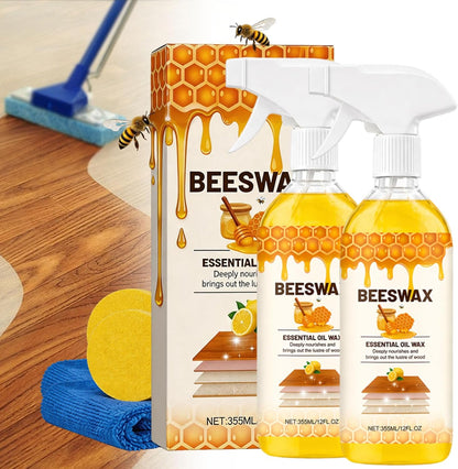 355ml Micro-Molecularized Natural Beeswax Floor Polish Spray, Beeswax Essential Oil Wax, Bees Wax Wood Polish Spray, for Living Rooms, Kitchens, Wood Furniture Floor (1PCS)
