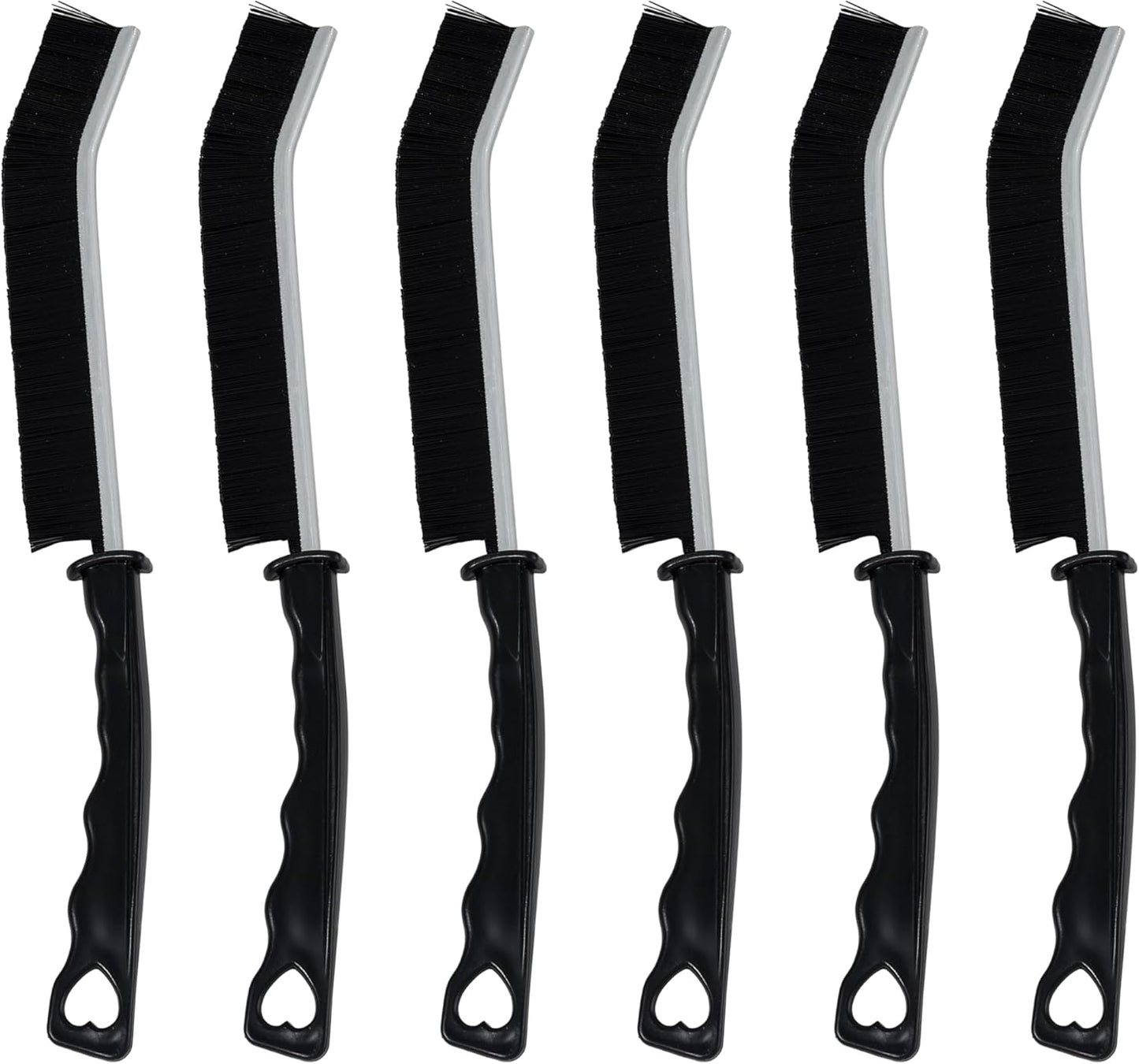 All-Purpose Hard Bristle Gap Cleaning Brush Set - Durable, Slim Design for Deep Reach into Tight Spaces - Versatile Household Crevice Cleaning Tool - 6Pcs, Black