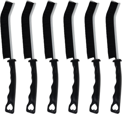 All-Purpose Hard Bristle Gap Cleaning Brush Set - Durable, Slim Design for Deep Reach into Tight Spaces - Versatile Household Crevice Cleaning Tool - 6Pcs, Black