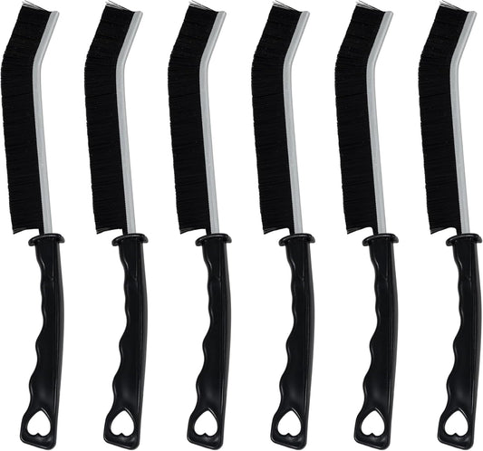 All-Purpose Hard Bristle Gap Cleaning Brush Set - Durable, Slim Design for Deep Reach into Tight Spaces - Versatile Household Crevice Cleaning Tool - 6Pcs, Black