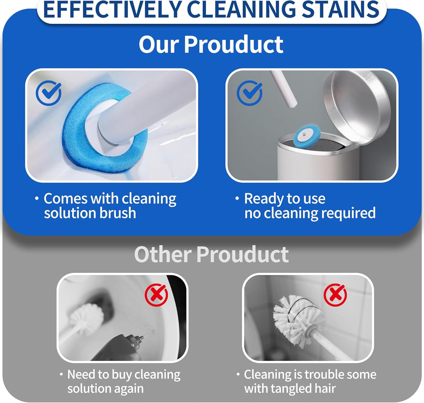 Disposable Toilet Cleaning System, Toilet Bowl Cleaner Wand and 8 Refills, Toilet Brush and Holder Set(Wall Mounted), Bathroom and Toilet Cleaning Scrubber Kit