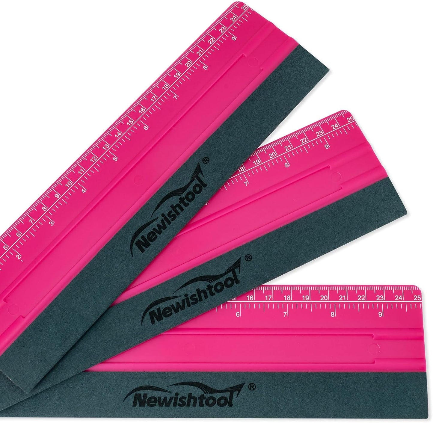 NEWISHTOOL Vinyl Wrap Squeegee for Vinyl, Big Size Wallpaper Smoothing Squeegee, 3 Pack 25CM Decals Squeegee with Ruler & Micro Suede Felt Edge for Sign Making Graphic Window Tint Film Application