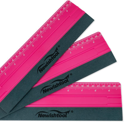 NEWISHTOOL Vinyl Wrap Squeegee for Vinyl, Big Size Wallpaper Smoothing Squeegee, 3 Pack 25CM Decals Squeegee with Ruler & Micro Suede Felt Edge for Sign Making Graphic Window Tint Film Application