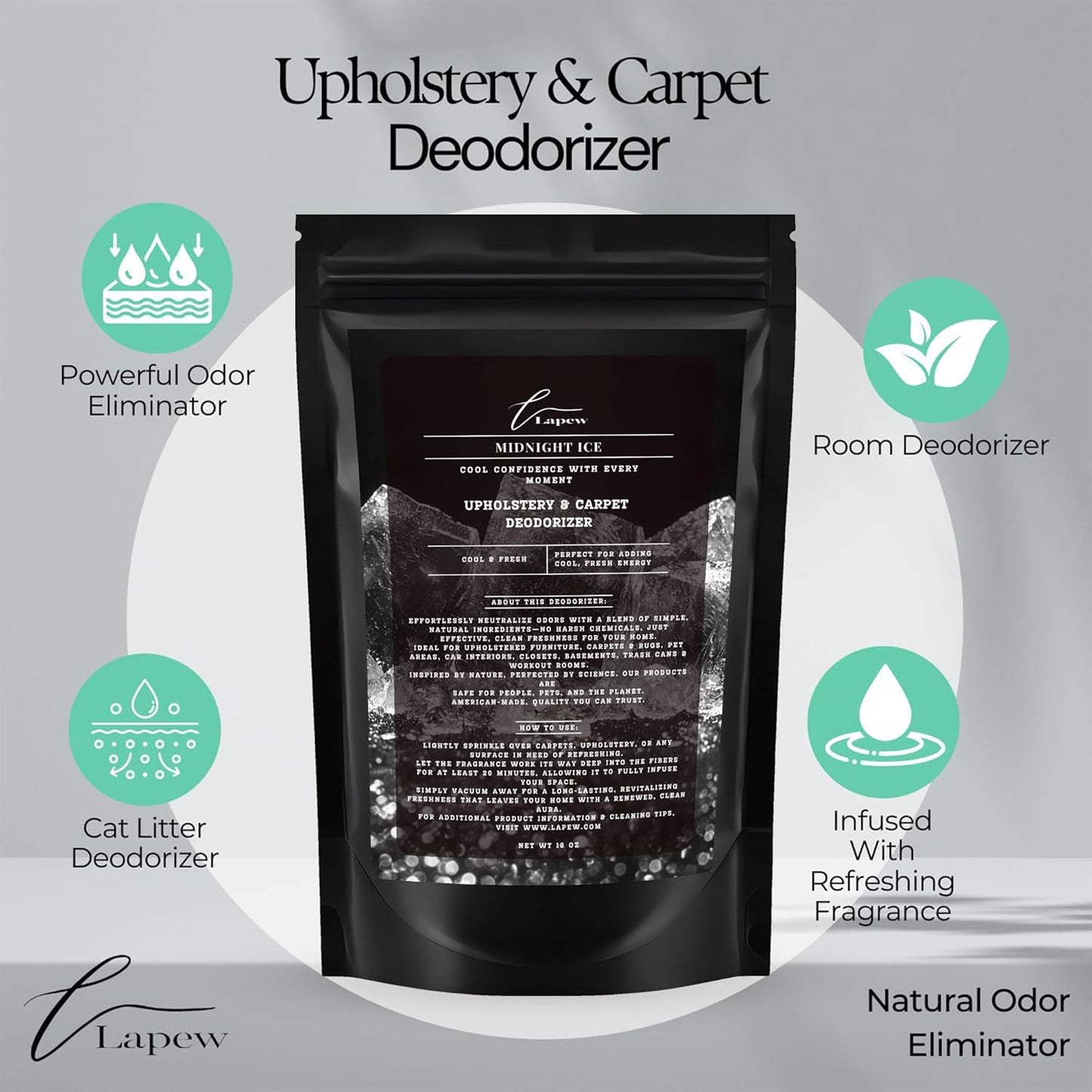Lapew Black Sea Scented Cleaning Bundle | Carpet Deodorizer Powder (16 oz) & Mop Soap Concentrate (36 oz) | Pet-Friendly Odor Eliminator - Colors B