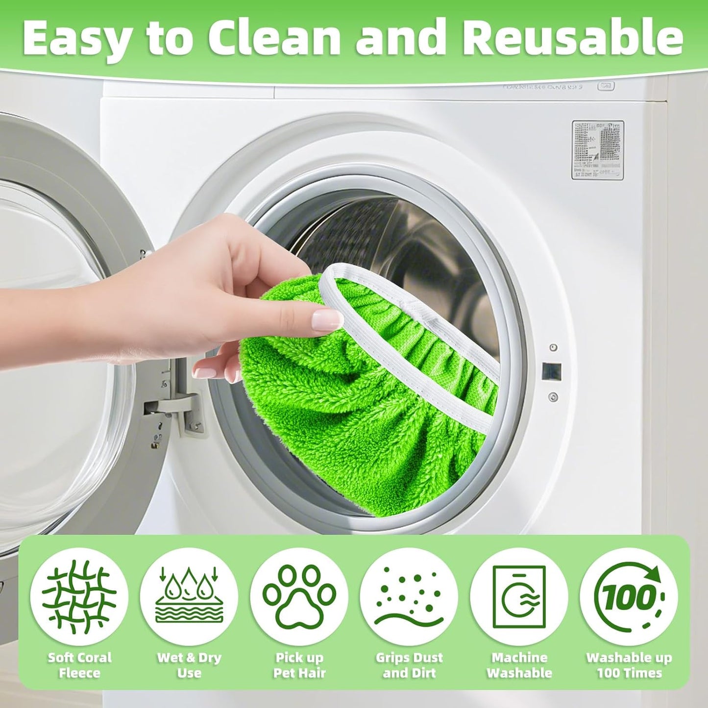 Reusable Mop Pads Compatible with Swiffer Sweeper Mop, Microfiber Dry Sweeping Cloths & Machine Washable Wet Pads Refill for Use on All Sealed Floors - Stone, Hardwood, Laminate & Tile (6 Blue)