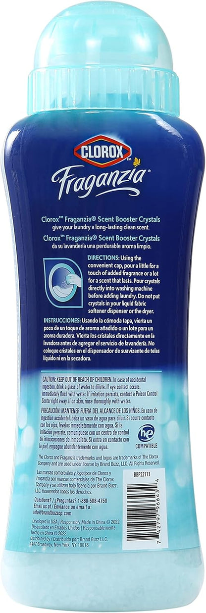 Clorox Fraganzia Laundry Scent Booster Crystals, In-Wash Fragrance Beads for Fresh-Smelling Clothes & Linens, Safe for All Fabrics & Colors, Easy-Pour Bottle, Vanilla Scent, 18 Oz, 2 Pack
