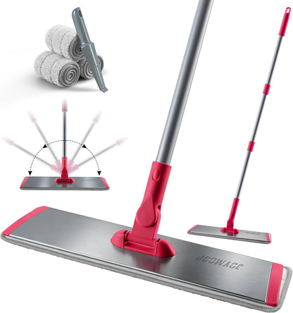 JOYMOOP 18 Inch Dust Mop for Hardwood Floors, Heavy Duty Industrial Wet Dry Mops with Telescopic Handle, Includes 5 Microfiber Mop Pads