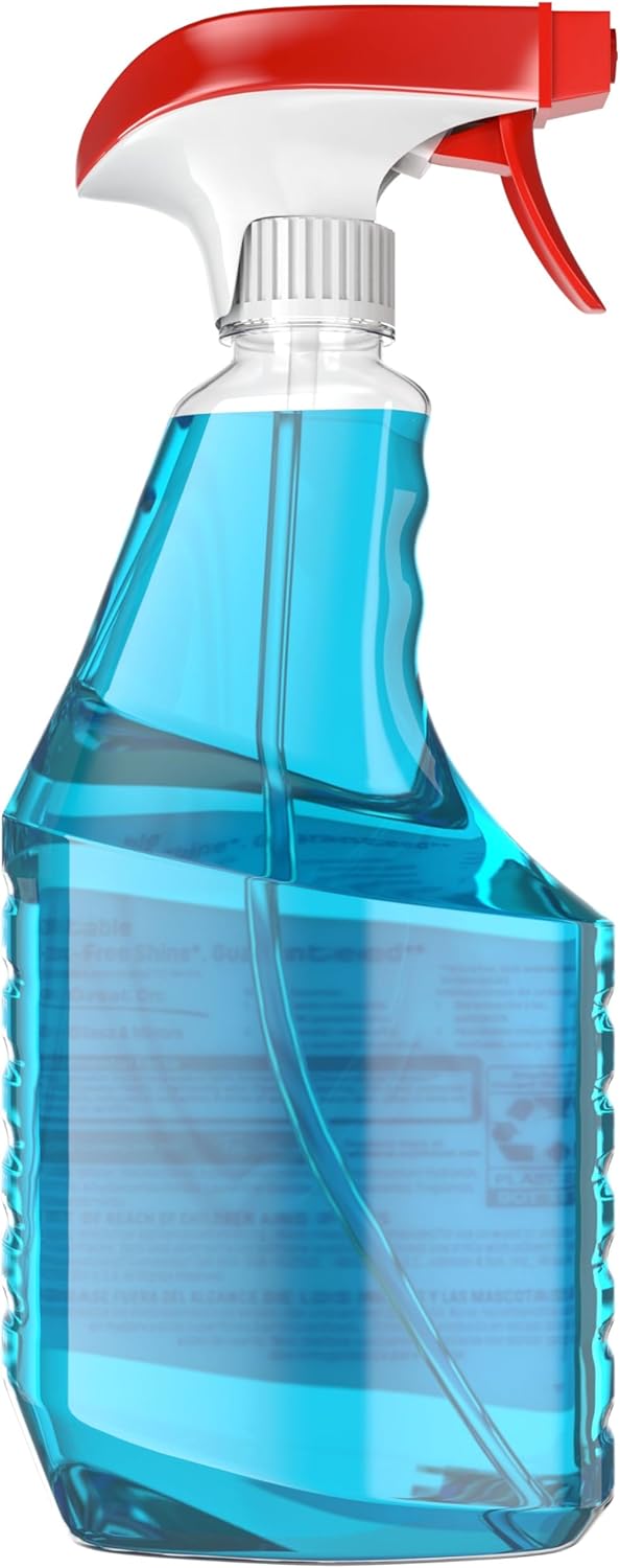 Windex Glass and Window Cleaner Spray Bottle, Bottle Made from 100% Recovered Coastal Plastic, Original Blue, 23 fl oz
