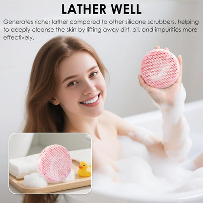 INNERNEED Food-Grade Soft Silicone Body Scrubber Shower Brush Handheld Cleansing Skin Brush, Gentle Exfoliating and Lather Well (Black)