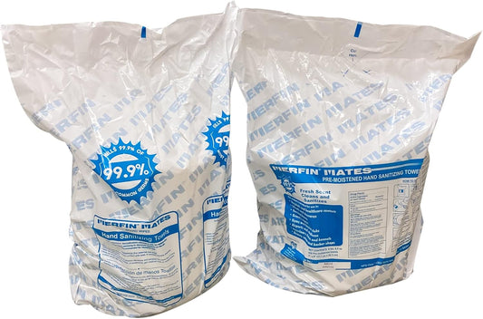 Merfin Mates Pre-Moistened Surface Cleaning Wipes for Center Pull Dispenser - 450 Cleaning Wipes per Roll, 900 Wipes per case, (2 Pack)