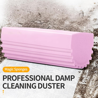 COBETE Damp Clean Duster Sponge,4pack Magic Sponge Eraser,Reusable Damp Dusting Sponge Household Cleaning for Blinds, Glass, Baseboards,Radiators,Window Track Grooves(Multi Color)