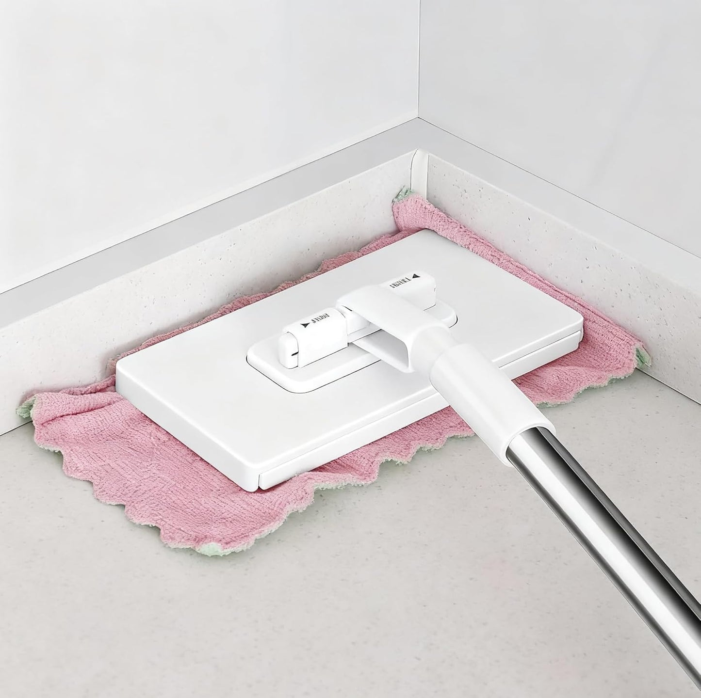 Snap-Grip Mini Mop with 39in Handle — INWEJIA Zero-Touch Gap Dust Cleaner & Locking Head, Disposable Lazy Mop Wet and Dry for Kitchen Bathroom Toilet Corners Window Wall Cleaning