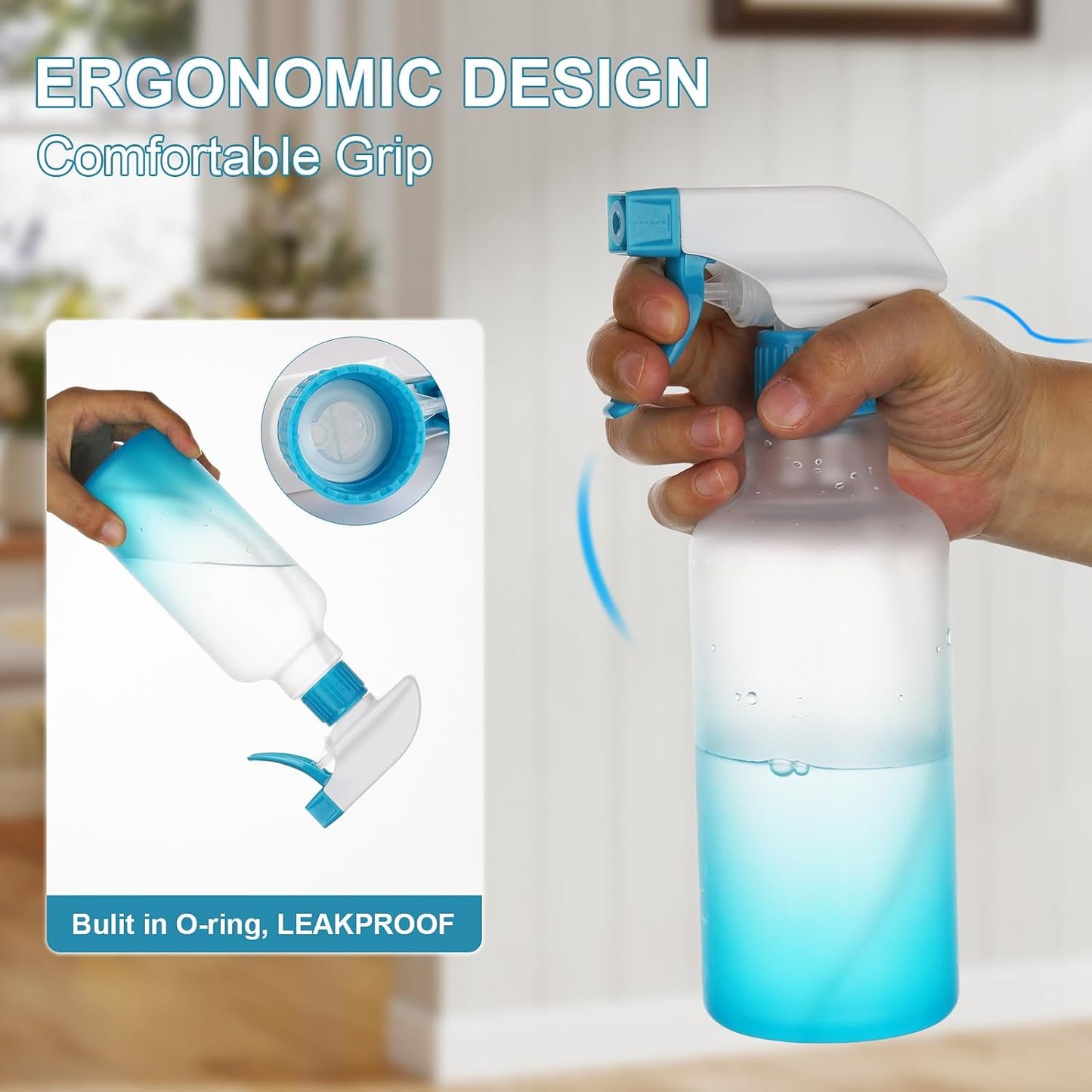 Plastic Spray Bottles Empty Spray Bottle 16.9oz/500ml 2 Pack Heavy Duty Spraying Bottles Mist/Stream Water Bottle for Cleaning Solutions, Essential Oils, Hair (Clear)