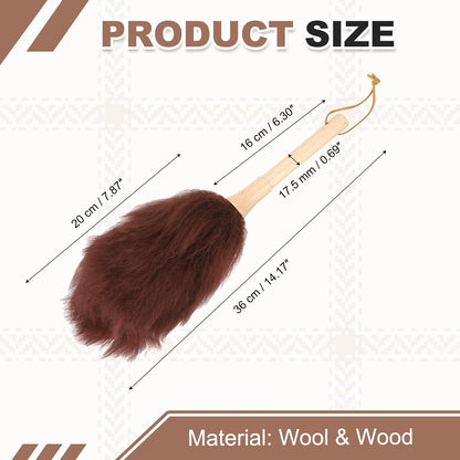 uxcell Wool Duster, 14.2" Natural Feather Cleaner Household Cleaning Duster with Solid Wooden Handle for Cleaning Fans Window Blinds Shelves Furniture, Pink
