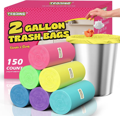 150 Count 4 Gallon Small Trash Bags - Colored Bathroom Garbage Bags Unscented Leak-proof, 15 Liter Plastic Wastebasket Can Liners for Office Bedroom Toilet and Car