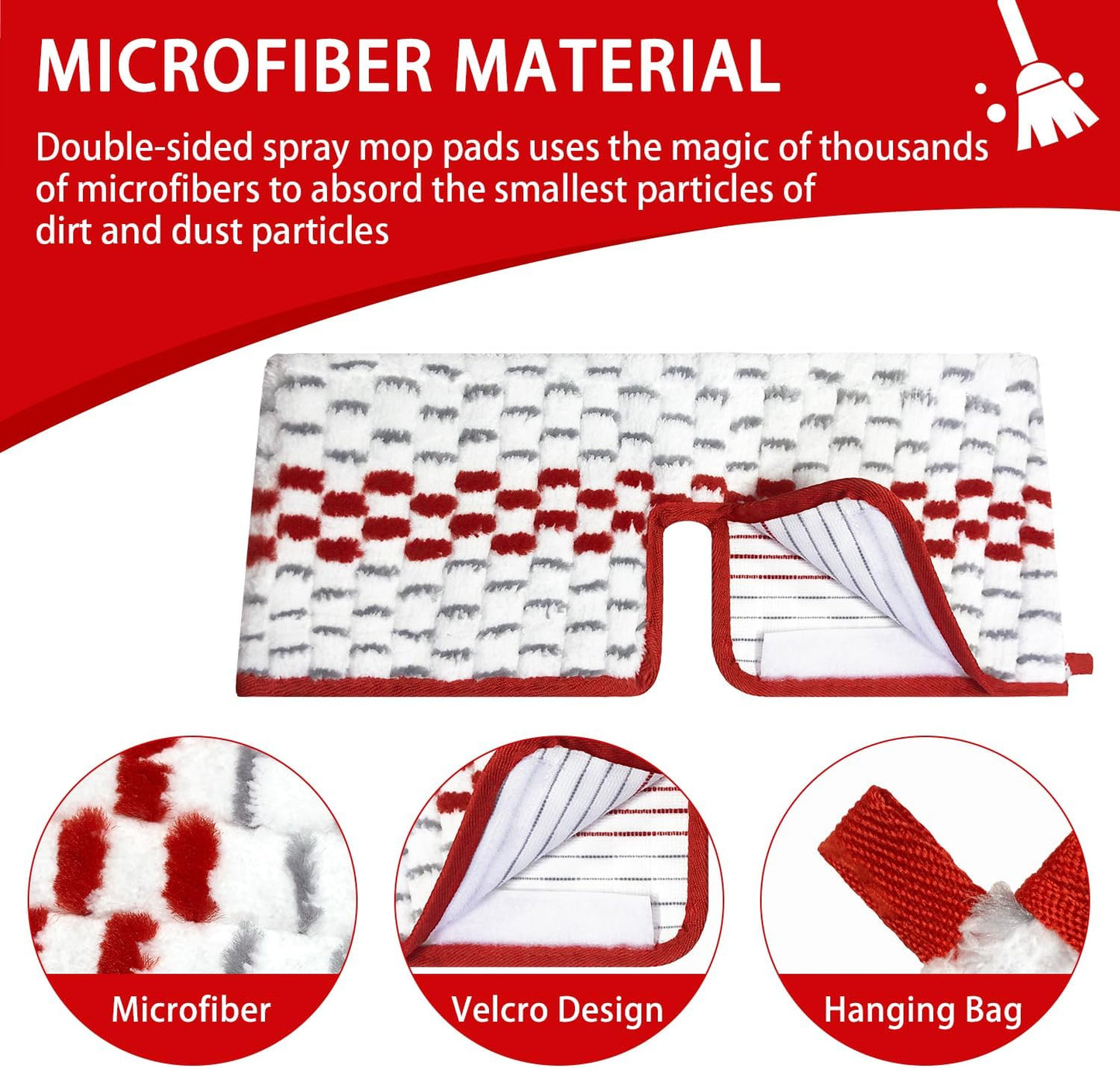 3 Packs Microfiber Spray Mop Pads Compatible with Promist MAX Reusable Spray Mop Refills for Oceda ProMist Dust Mop,Dual-Action Washable Flip Mop Pads Replacement for Dry Wet Floor Cleaning.