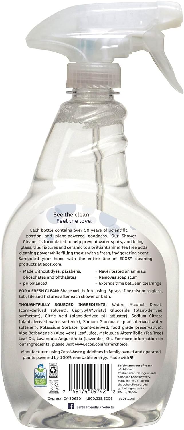 Earth Friendly Products Shower Cleaner Made with Tea Tree Oil, 22 Ounces
