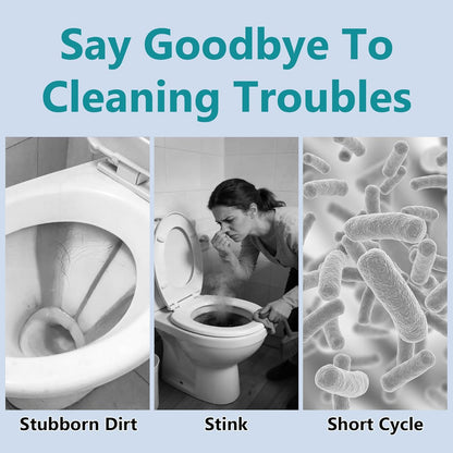 Automatic toilet bowl cleaner, odor removal Stain removal Makes toilet bowls look new with a light, fresh scent