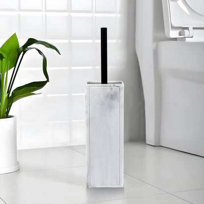 White Floral Branches Design Resin Toilet Bowl Brush and Holder Set, Elegant Bathroom Cleaning Tool with Durable Bristles, Compact and Functional