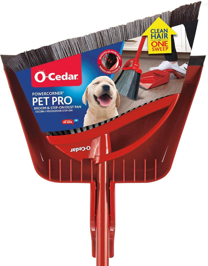 O-Cedar One Sweep Broom with Step-On Dustpan | Remove 99% with One | Lightweight Quiet Cleaning Tool | Ideal for Pet Owners