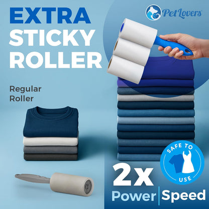 PetLovers Extra Sticky Lint Roller Mega Value Set 600 Sheets for Pet Hair Removal, Dog and Cat Lint Remover 6 Pack