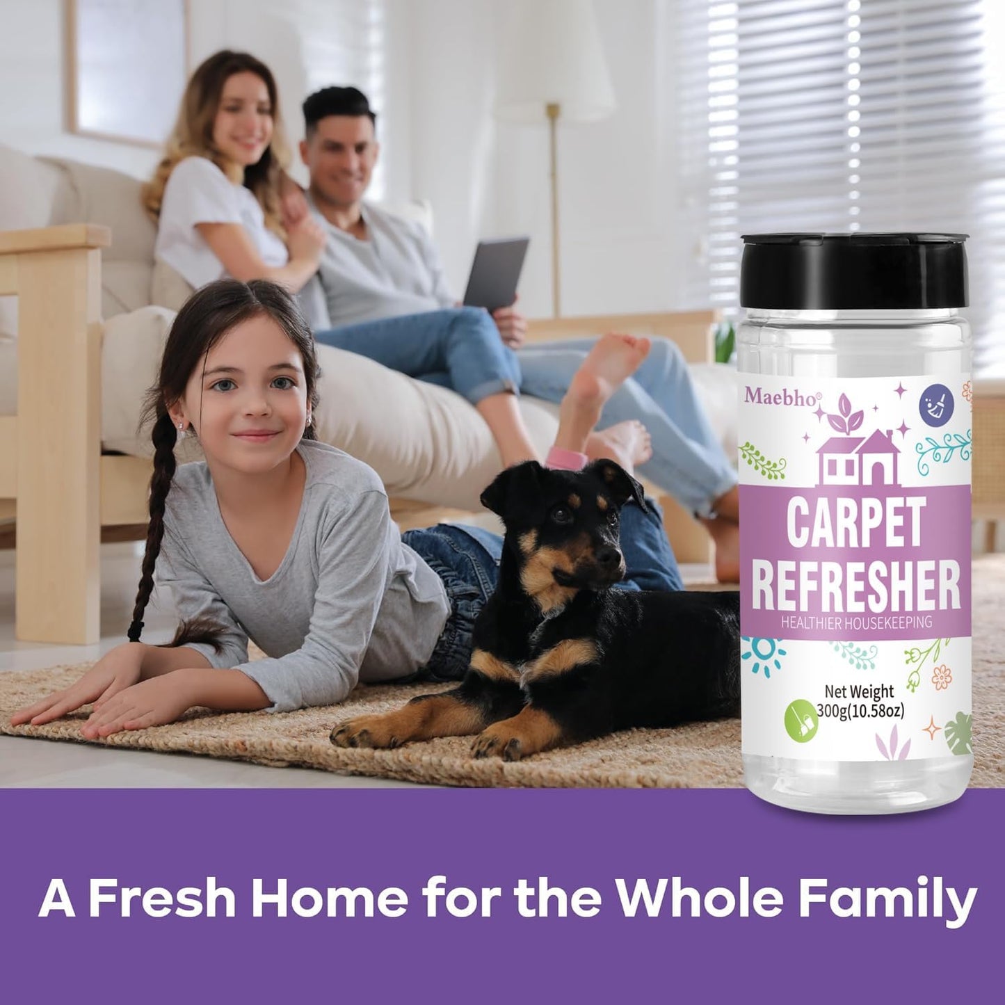 Carpet Deodorizer & Freshener Powder | 10.58 oz Dry Pet Odor Eliminator & Urine Odor Remover - Natural Ingredients Rug Freshener Powder