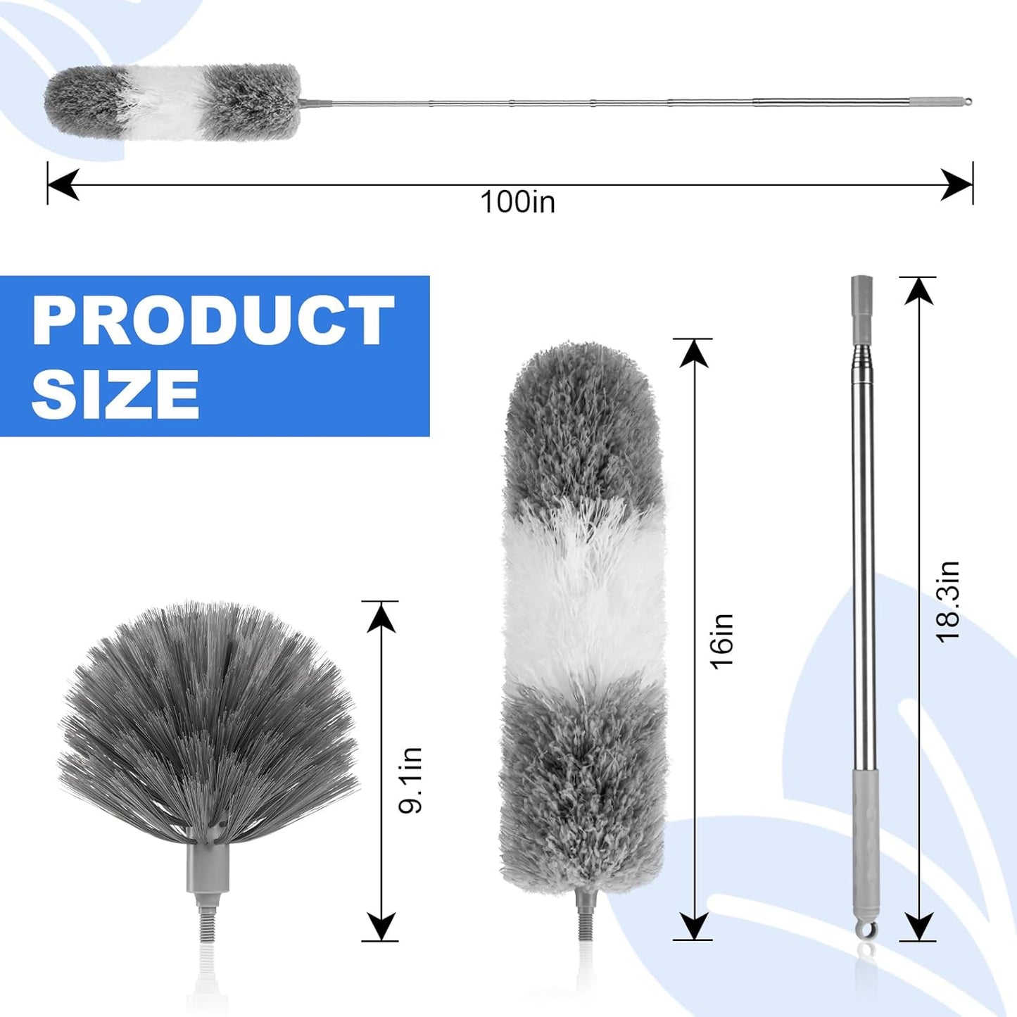 Dusters for Cleaning,Feather Duster with Extension Pole,Ceiling Fan Cleaner Duster,Long Duster Extended Handle,Blind Cleaner Dusting
