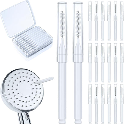 Lumkew Shower Head Cleaning Brush for Small Hole,Multifunctional Shower Head Cleaner Tool Anti-Clogging Nozzle with Storage Boxes, Showerhead Cleaning Brushes Picks for Household Bathroom, White
