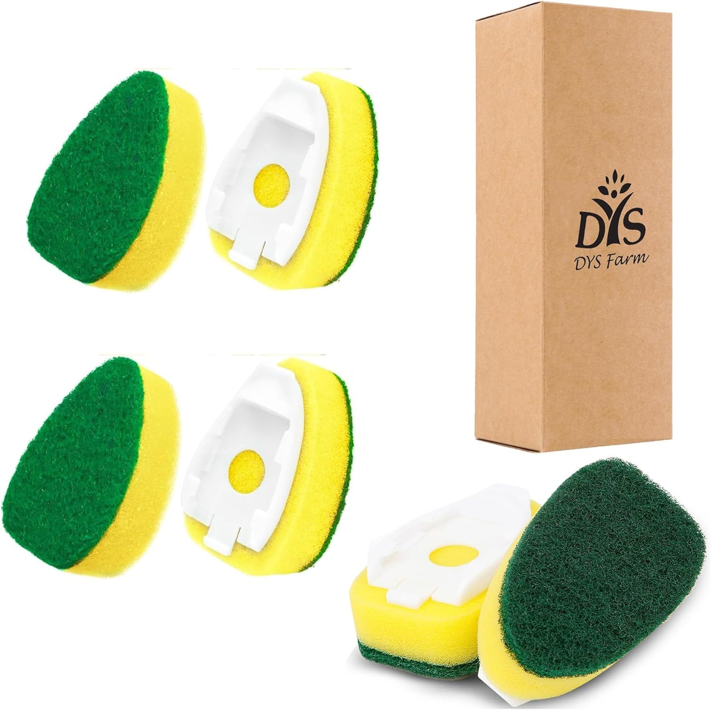 Dish wand Sponge Refills, 6 Sponges Replacement Heads DishWand Non Scratch, Soap Control Handle Dispenser Scrubber Heavy Duty with Dishwashing Scrub Dispensing Brush Pads Cleaning Supplies for Kitchen