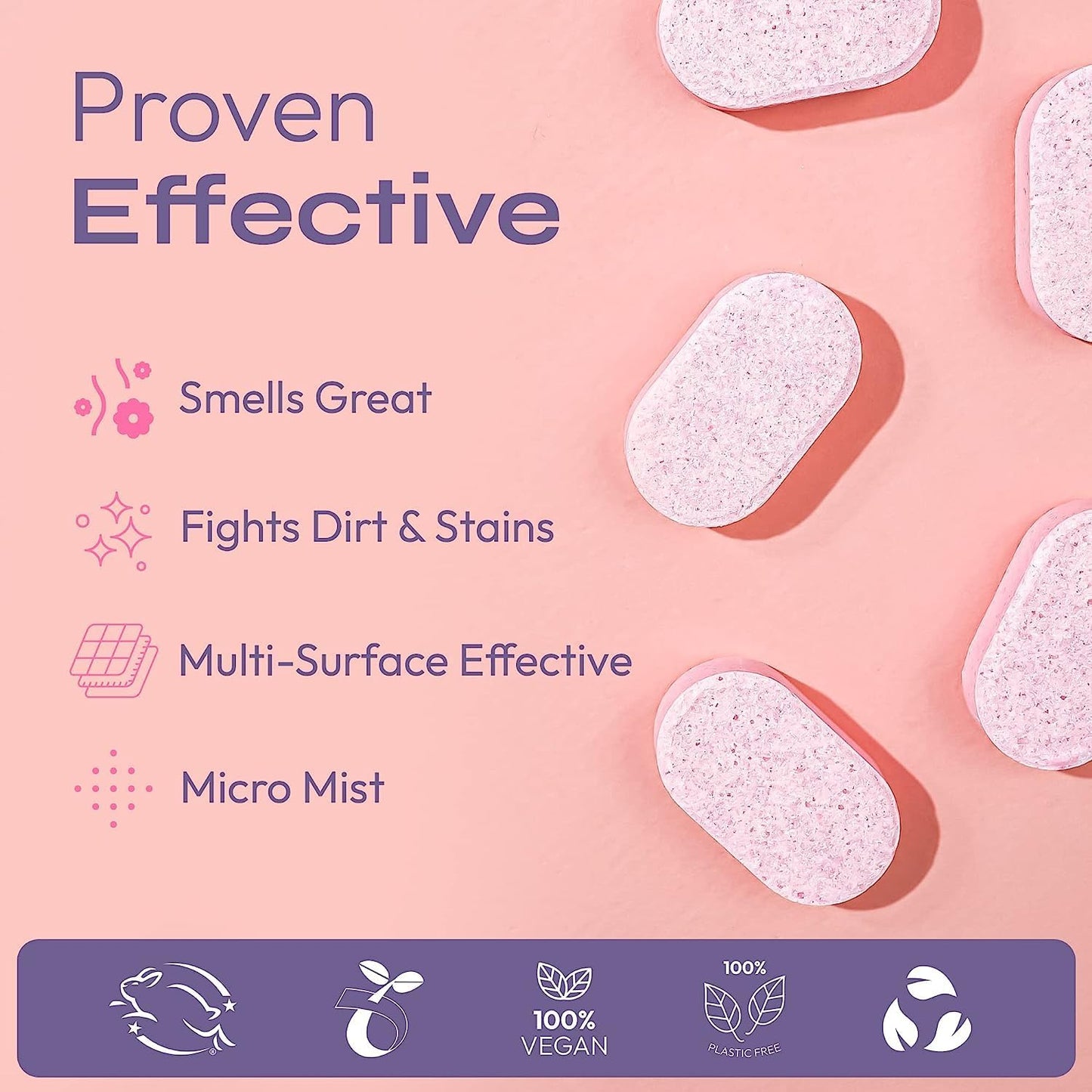 FOMIN Bathroom Cleaner Refill Tablets (6 Pack) - Magnolia Grapefruit - All-In-One Tablet Cleaner For Bathroom Cleaning - Bathroom Cleaner Solution for Spray Bottle - Makes 102 fl oz (6 x 17 Fl oz)