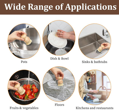 20 Packs Bamboo Dish Scrub Brush Wooden Dish Scrubber Set Eco-Friendly Natural Sisal Bristles Dishes Brush for Kitchen Cleaning Pots, Pans, Bottles, Sink, Vegetables