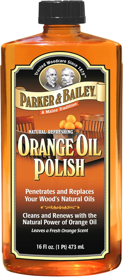 Parker & Bailey Lemon Oil Polish, Natural Lemon Scented Furniture Cleaner & Wood Table Cleaner, Renews & Restores a Finish for Woods, Protects from Drying or Cracking, Leaves a Shiny Finish, 16 oz