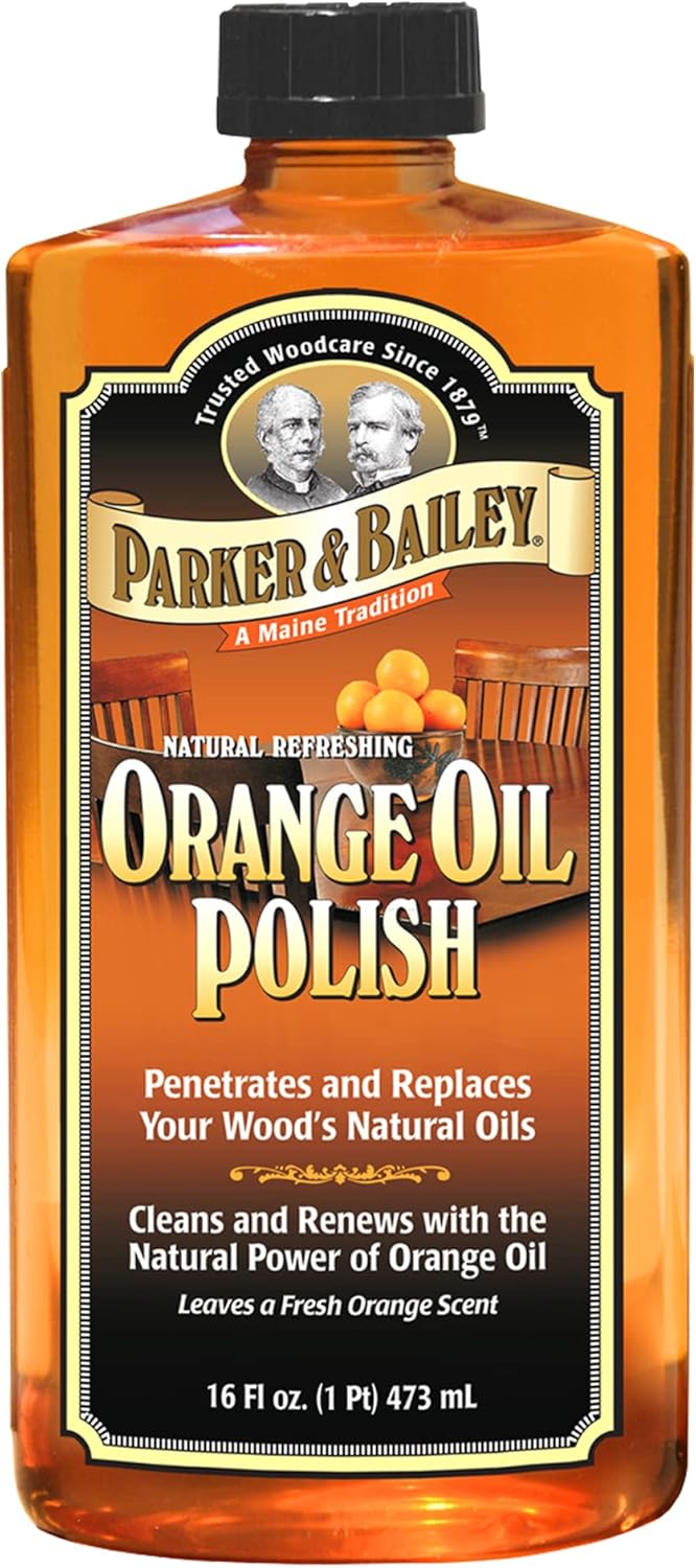 Parker & Bailey Lemon Oil Polish, Natural Lemon Scented Furniture Cleaner & Wood Table Cleaner, Renews & Restores a Finish for Woods, Protects from Drying or Cracking, Leaves a Shiny Finish, 16 oz