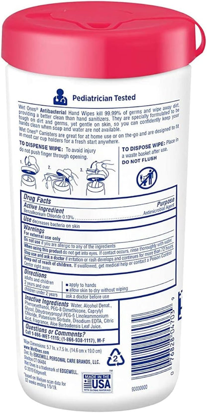 Wet Ones Antibacterial Hand Wipes, Tropical Splash Wipes, Antibacterial Wipes, Hand Sanitizer Wipes, Wet Ones Wipes, 40ct Canister