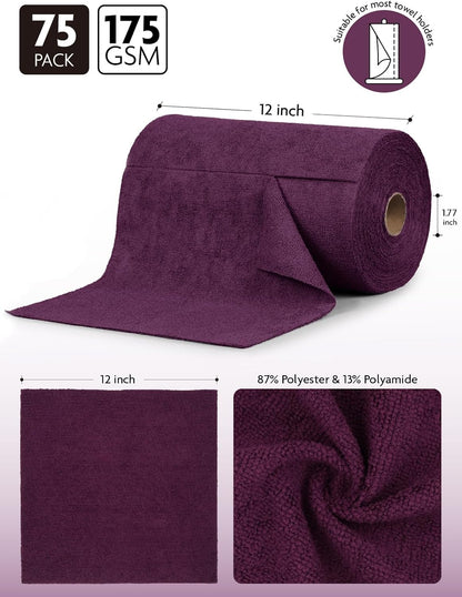 Fantasticlean Microfiber Cleaning Cloth Roll -75 Pack, Tear Away Microfiber Towels, 12" x 12", Reusable, Washable, Scratch Free, Ultra Absorbent Dishcloth for All-Around Cleaning Supplies (White)