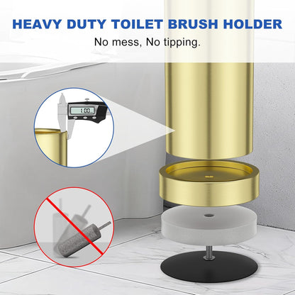Toilet Brush and Holder Set: 304 Stainless Steel Heavy Duty Toilet Bowl Brush and Holder with Removable Inner Bowl and Splash Protection, Modern Long Handle Bathroom Cleaning Tool