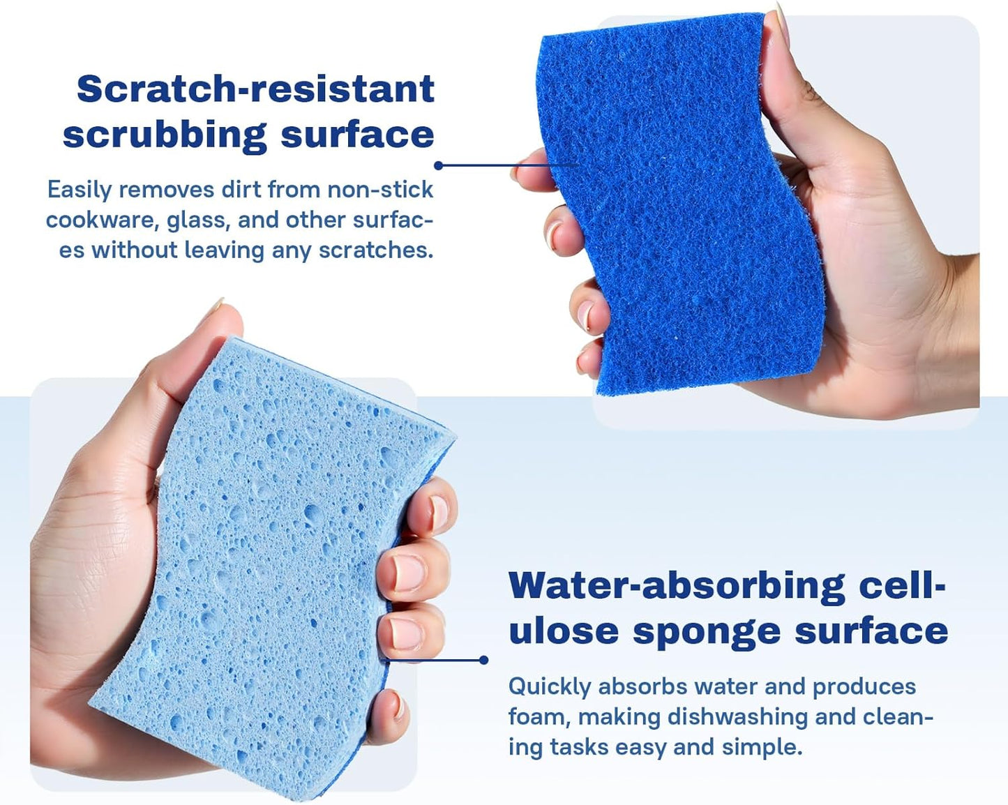 9 Pack Zero Scratch Scrub Sponges, Non-Scratch Dish Scrubbers for Nonstick Pans, Multi-Surface Safe Cleaning Sponges for Kitchen & Bathroom