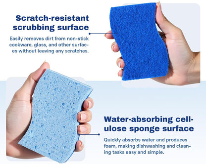 9 Pack Zero Scratch Scrub Sponges, Non-Scratch Dish Scrubbers for Nonstick Pans, Multi-Surface Safe Cleaning Sponges for Kitchen & Bathroom