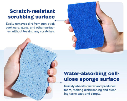 9 Pack Zero Scratch Scrub Sponges, Non-Scratch Dish Scrubbers for Nonstick Pans, Multi-Surface Safe Cleaning Sponges for Kitchen & Bathroom