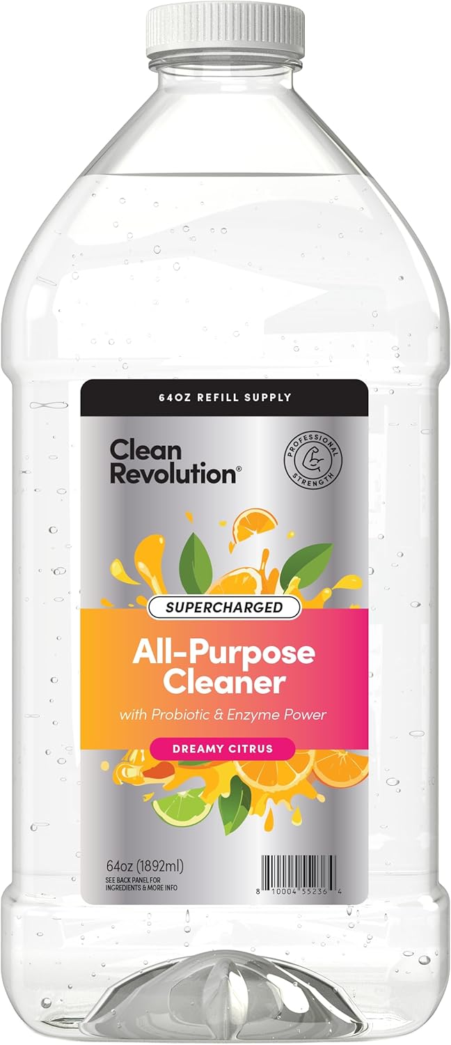 Clean Revolution Multi Surface Cleaner Refill Supply, Non-Toxic, Eco-Friendly & Plant-Based, Ready to Use, Lemon & Herbs, 128 Fl Oz (1 Gallon)